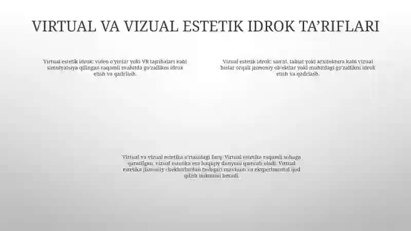 Olamni Virtual Va Visual Estetik Idrok Etishning Farqlash 3
