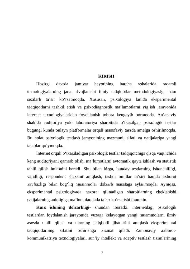 Internetdagi testlar yangi muammolari va istiqbollari. 3