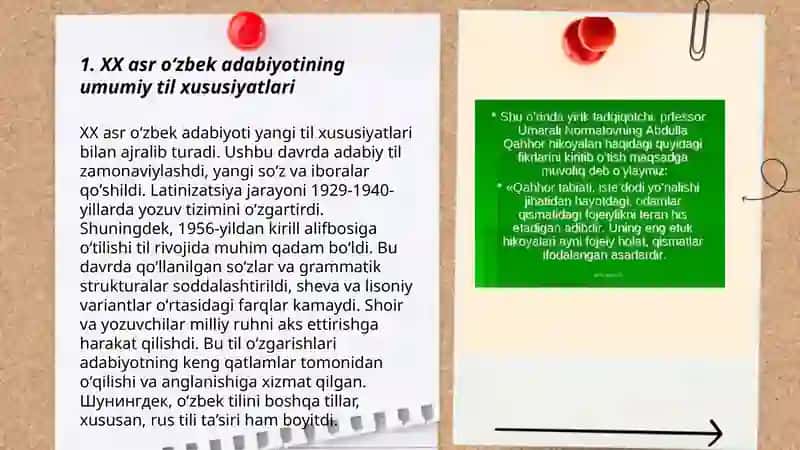 XX ASR oʻzbek adabiyotining til xususiyatlari 3