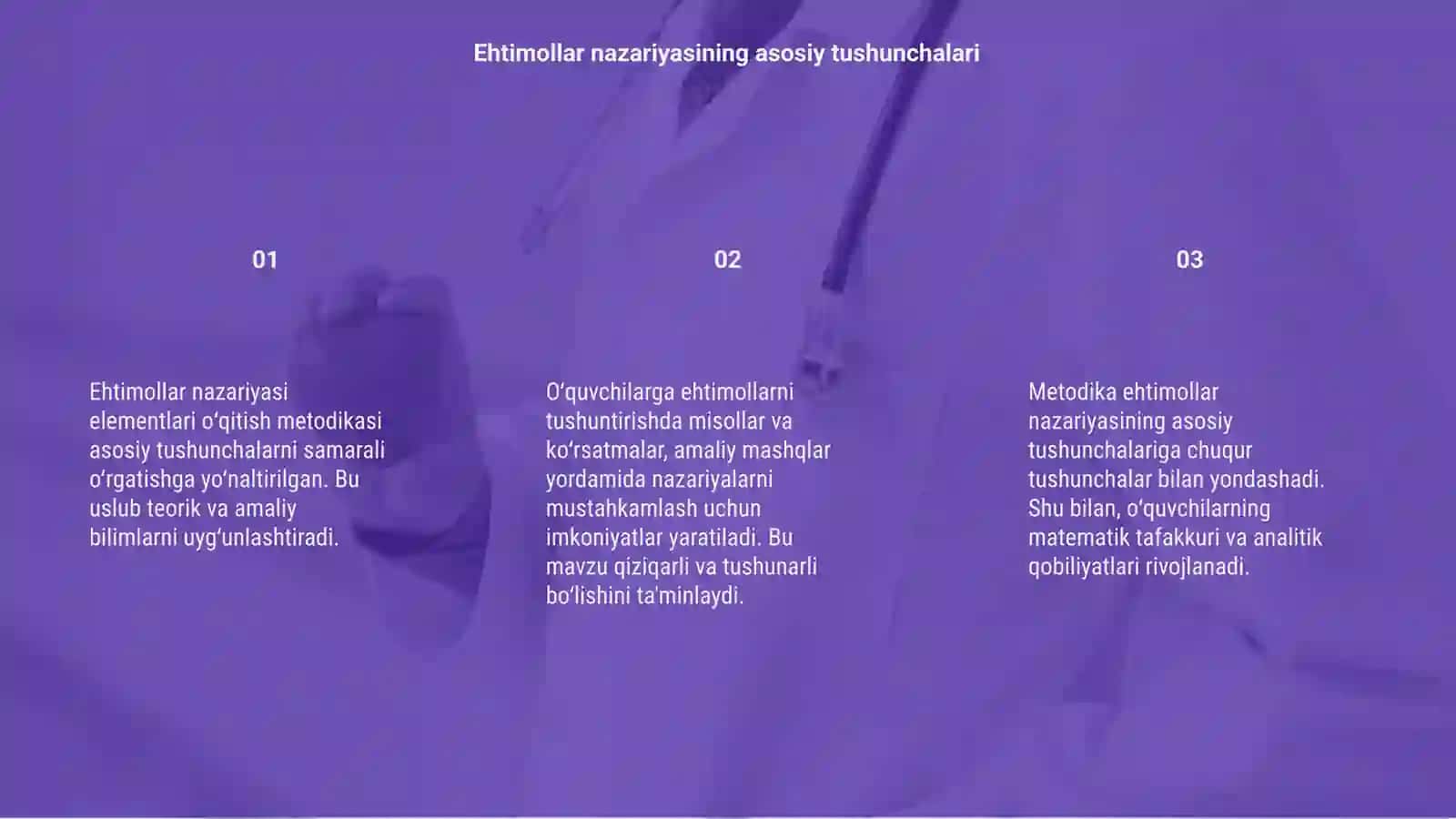 Ehtimollar nazariyasi elementlari oʻqitish metodikasi 3