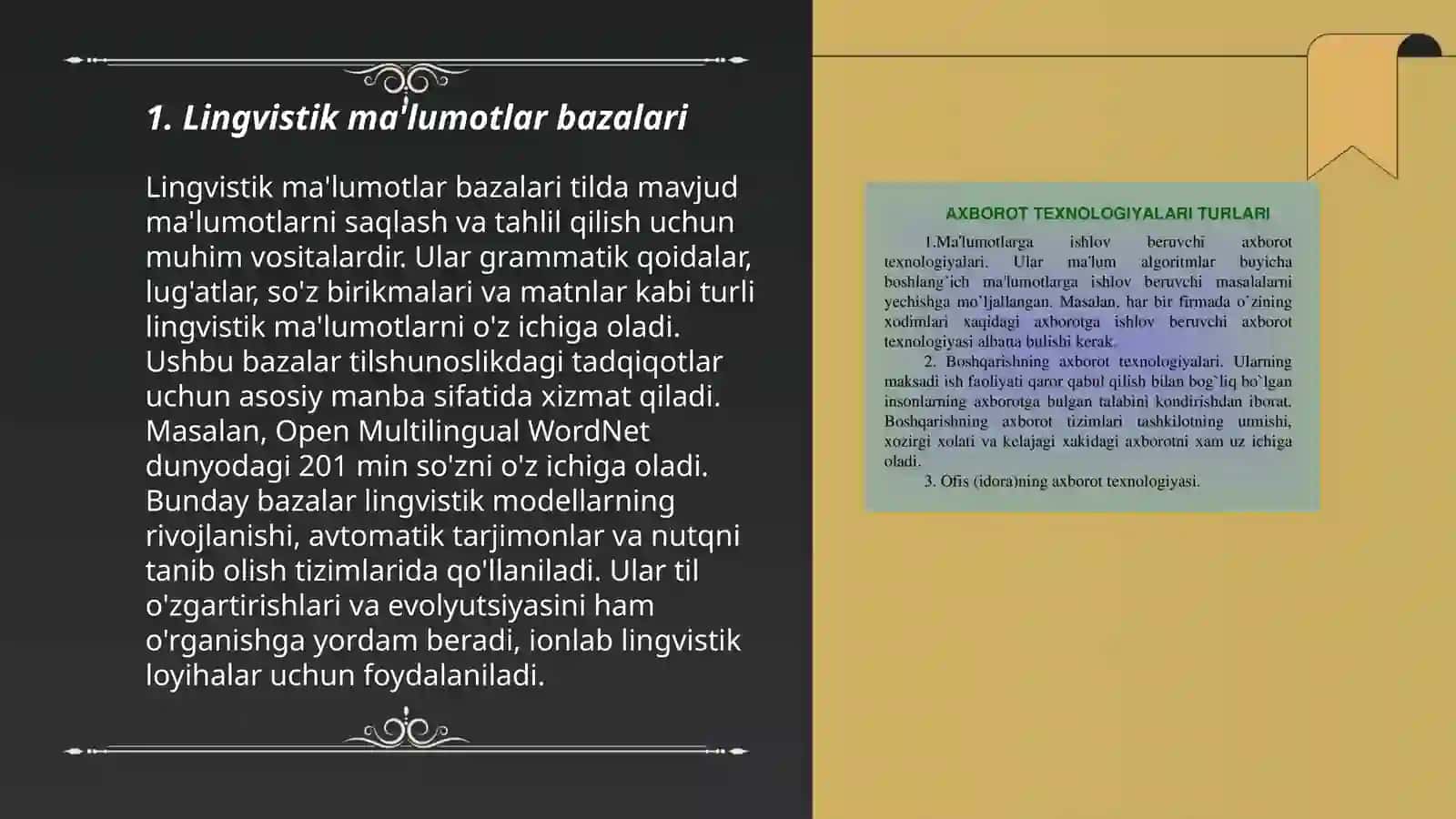 Lingvistik ma'lumotlarni qayta ishlash texnalogiyalari 3