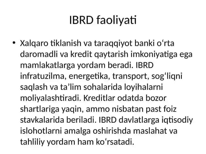 Jahon banki haqida umumiy tushuncha 3