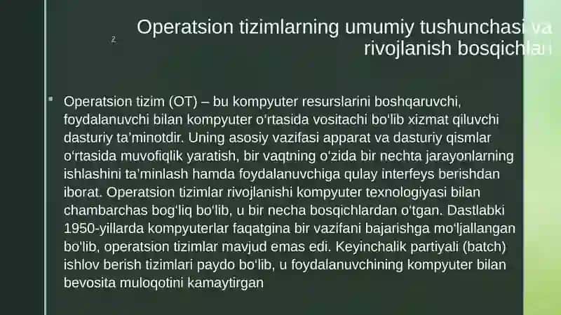 Zamonaviy operatsion tizimlar 3