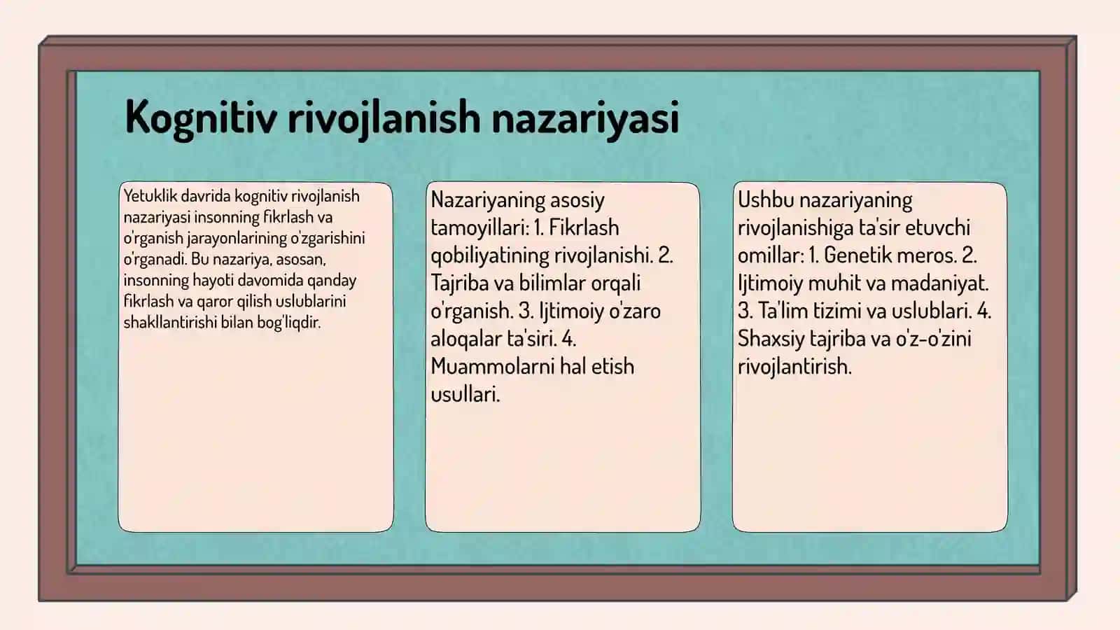 Yetuklik davrida kognitiv soha rivojlanish sohalari 3