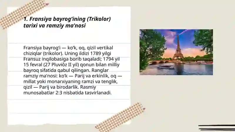 Fransiya bayrogʻining (Trikolor) tarixi va ramziy ma'nosi 3