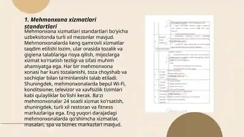 Turizm sohasida standartlar 3