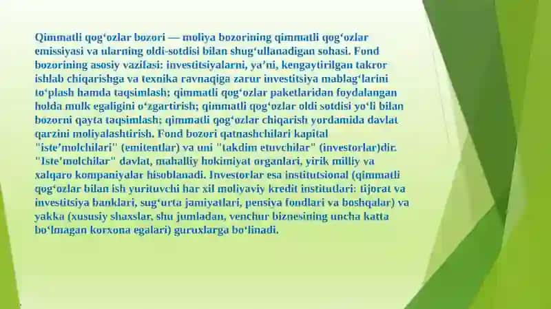 Qimmatli Qog'ozlar Bozorining Professional Ishtirokchilari 3