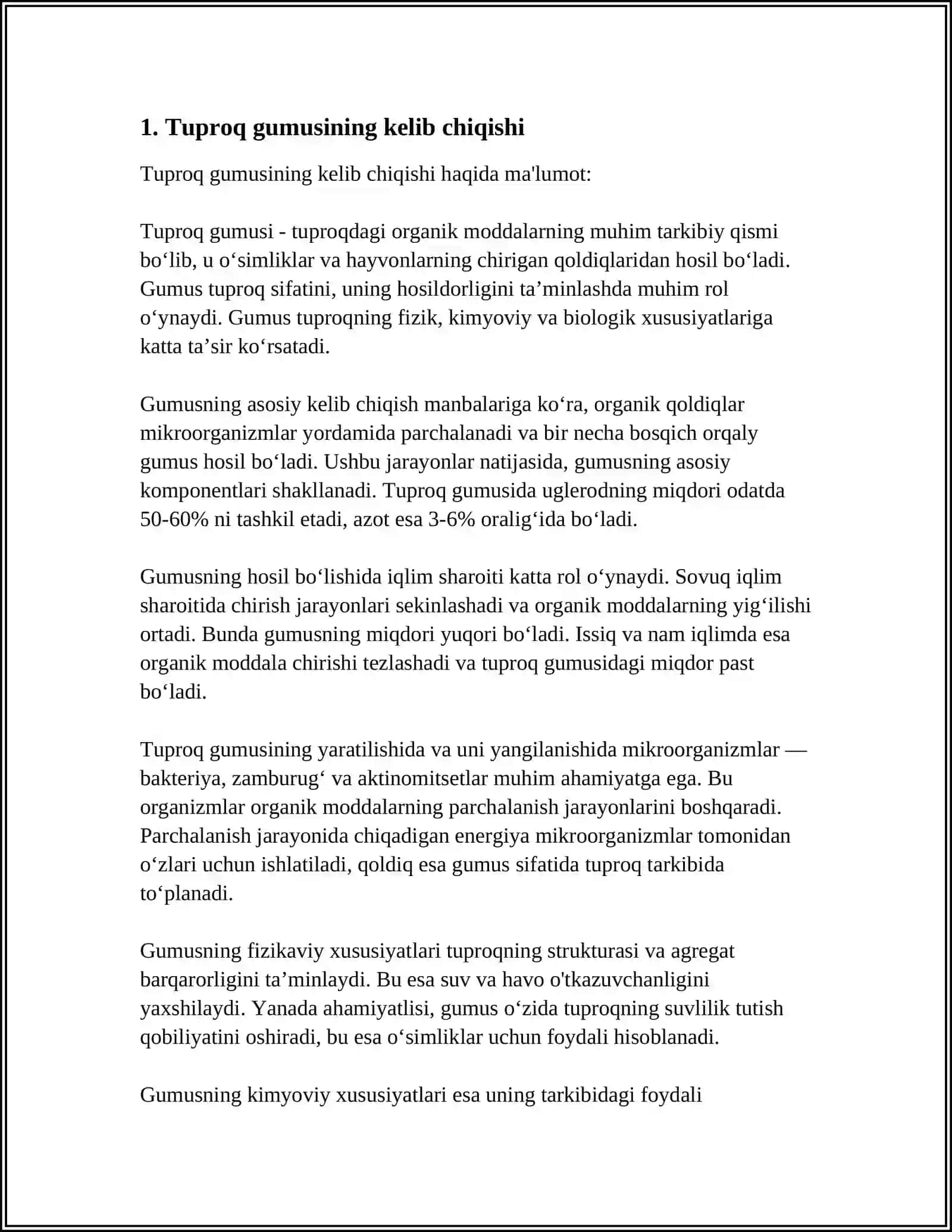 Tuproq gumusi va unumdorligi 3