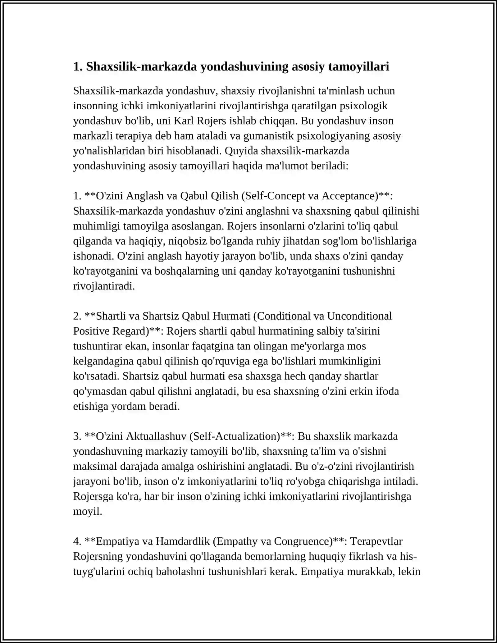 K.RODJERSNING SHAXSLILIK-MARKAZDA YONDASHUVI 3