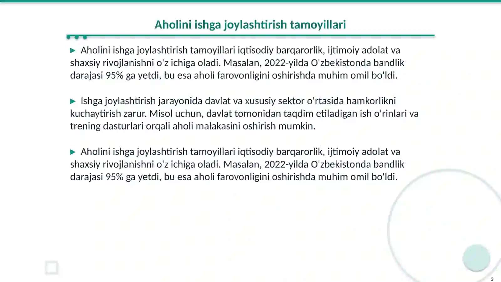 Aholini ishga joylashtirish tamoyillari 3