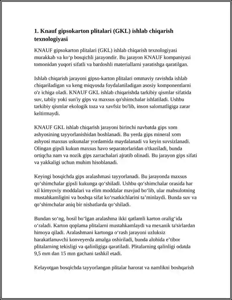 KNAUF MATERIALLARI ISHLAB CHIQARISH 3