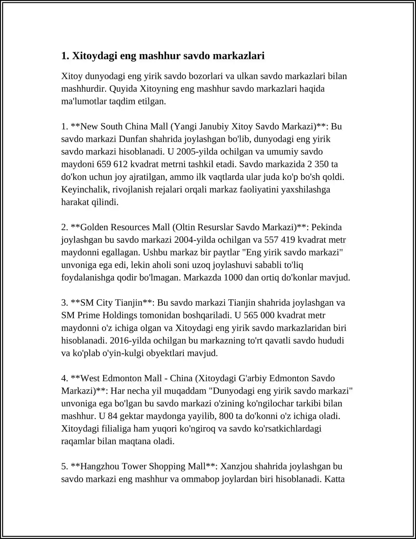 THE TOP SHOPPING MALLS IN CHINA, KOREA ANA JAPAN 3