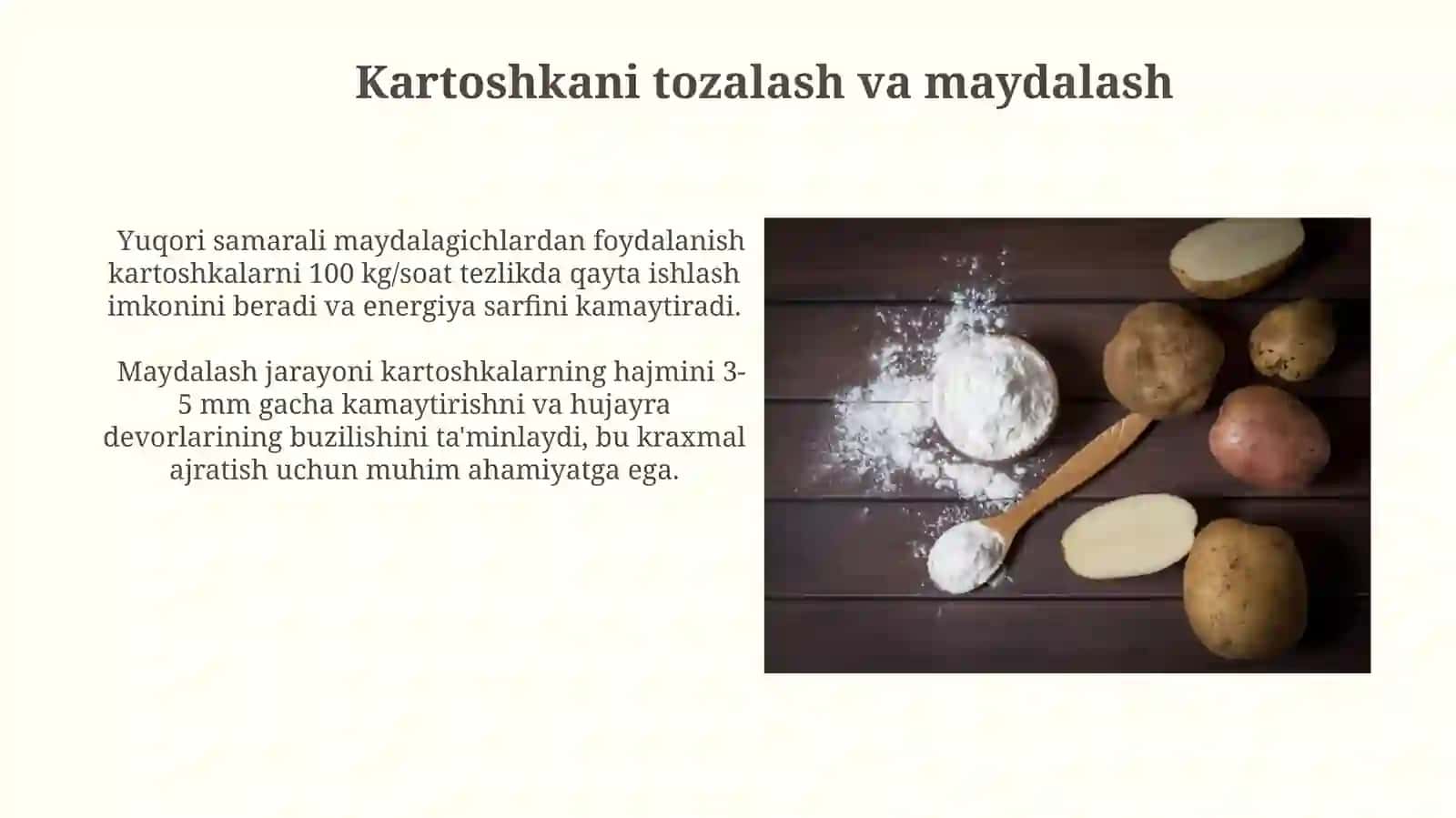 Kartoshkadan xo'l kraxmal olish jarayoni 3