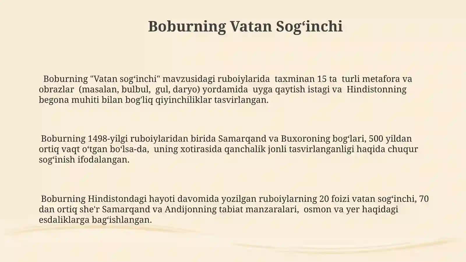 Boburning Vatan Sogʻinchi 3