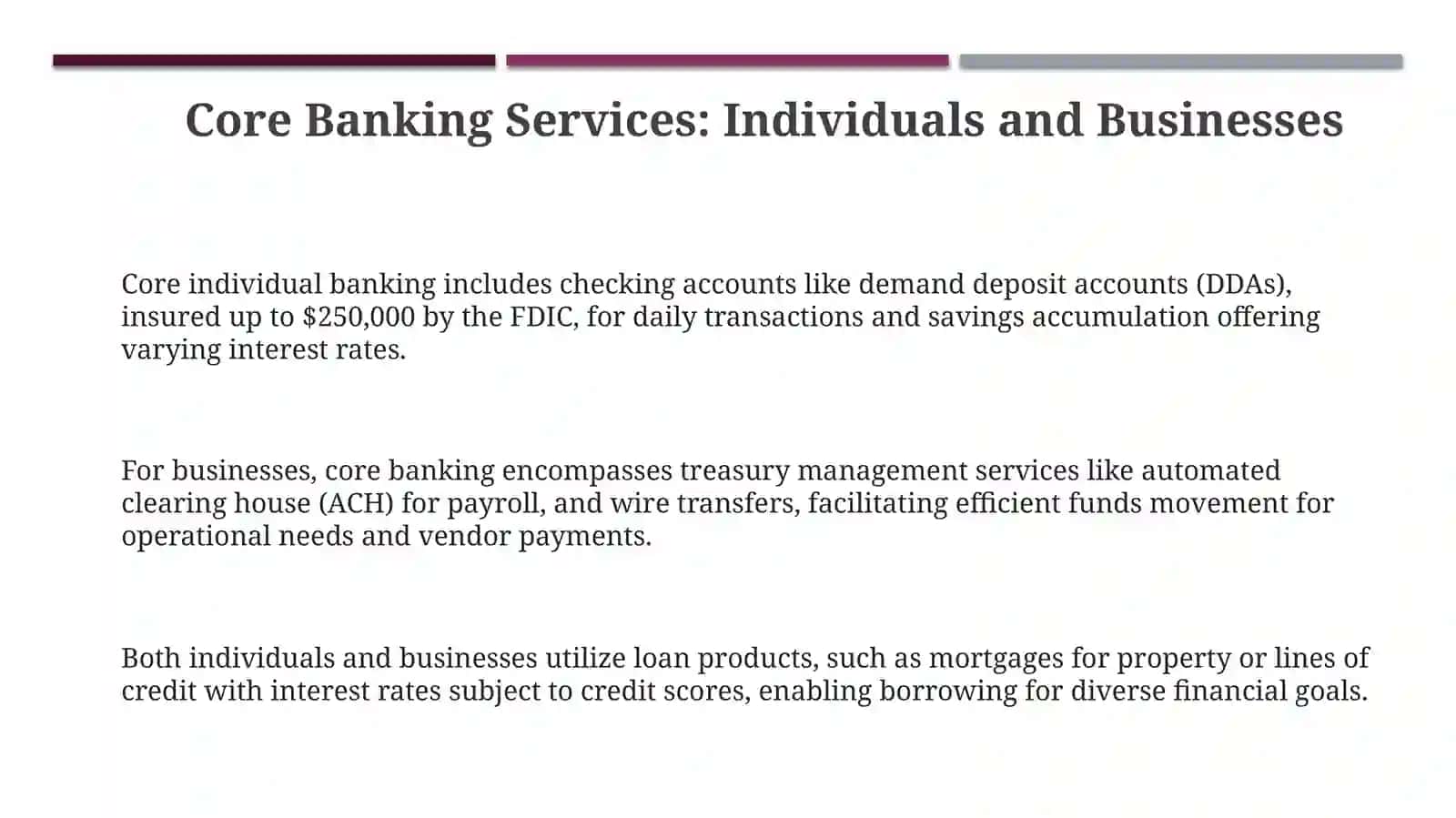 Banking services for infividuals and business 3