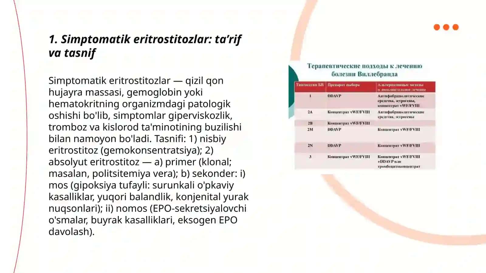 Symptomatic erythrocytosis and symptomatic thrombocytopenias 3