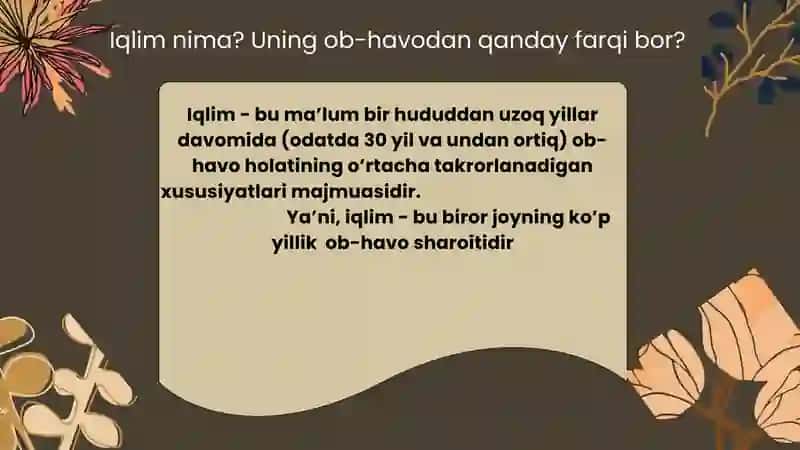 Ob-havo va iqlim mavzusida taqdimot. 3