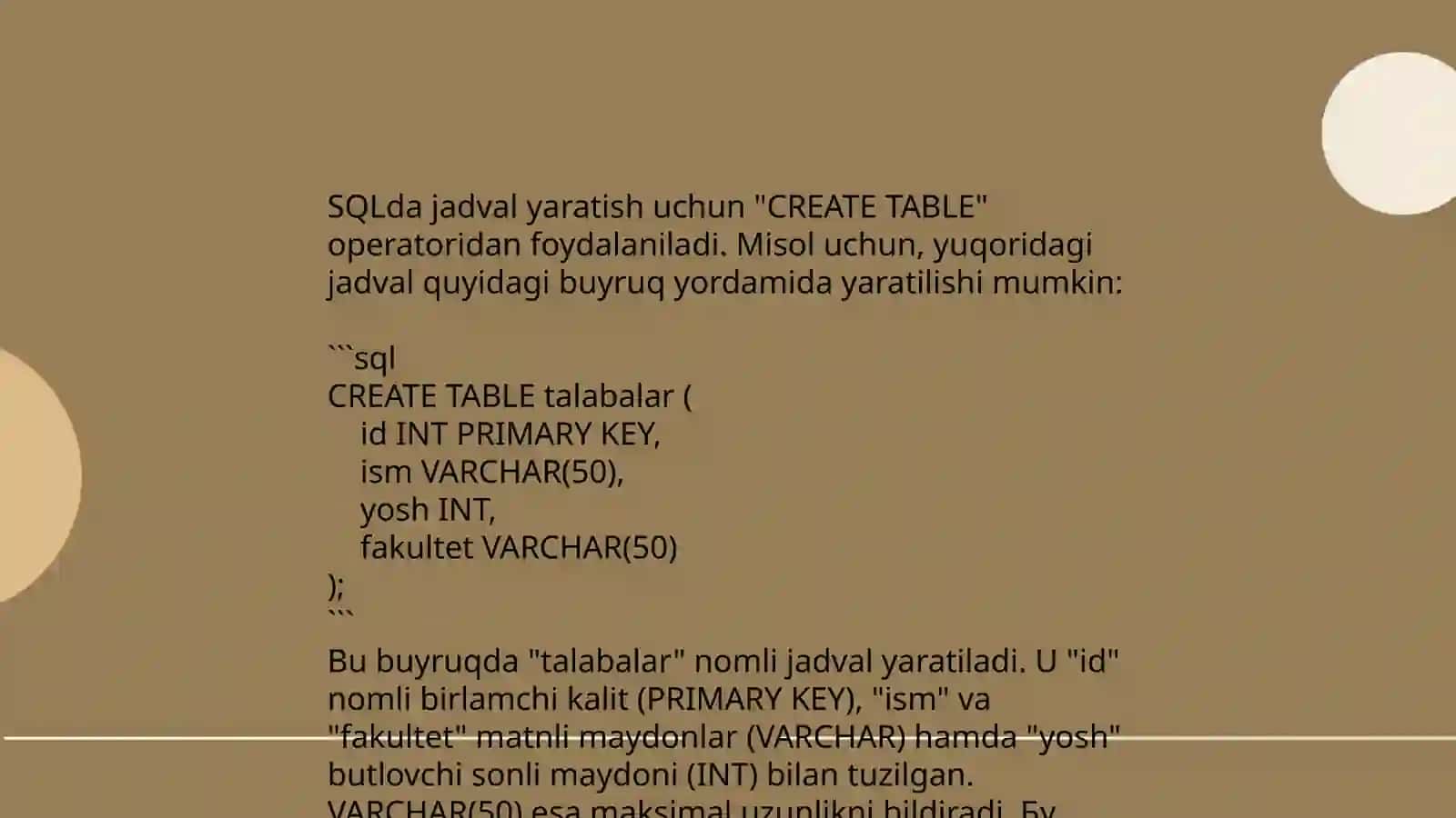 SQLda Xammp php myadmin bolimlarining ishchi oynasi 3