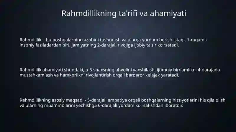 Rahmdillikning ta'rifi va ahamiyati 3