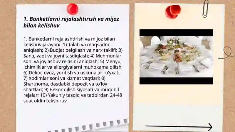 Banketlarda xizmat ko'rsatish 3