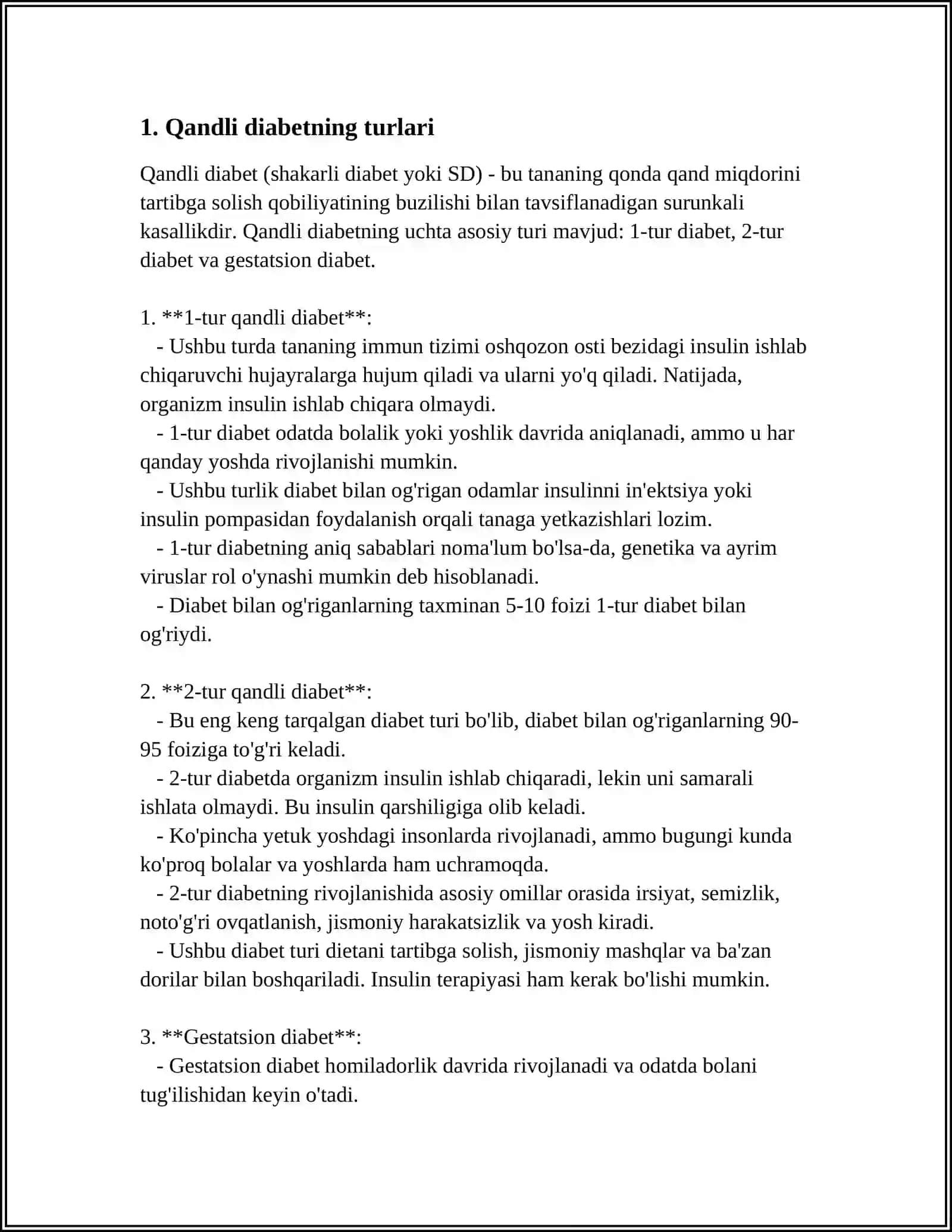 Qantli Diabet Kasalligi Haqida Slayd 3
