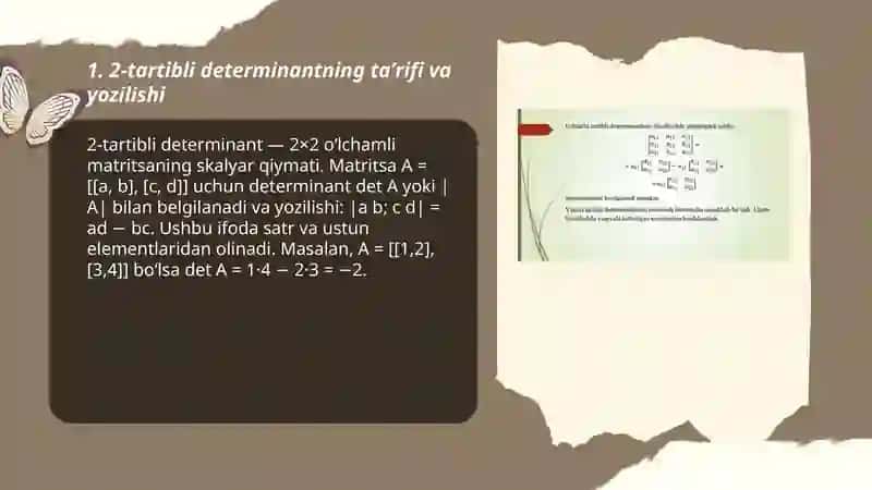 2-va3-tartibli determinantlar va uning xossalari 3