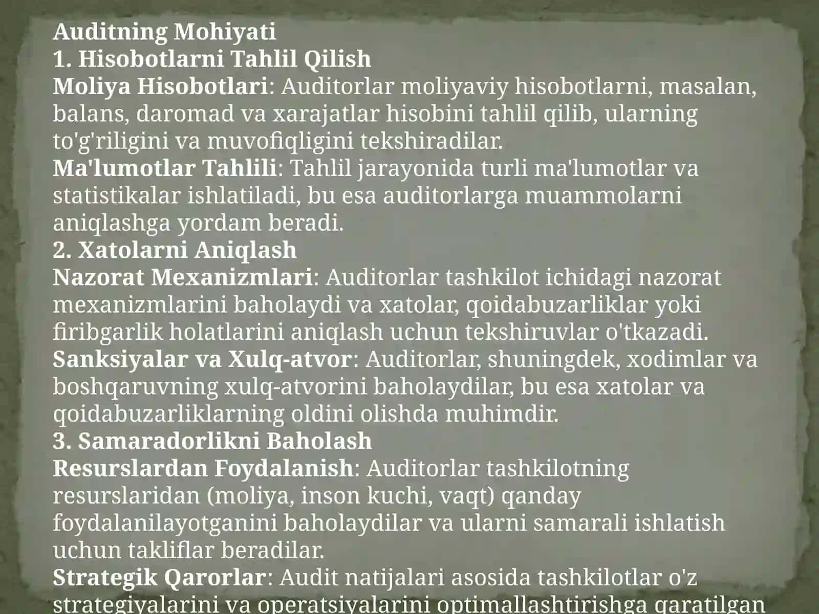 Jaxon amaliyotida auditning mohiyati va rivojlanish tarixi 3
