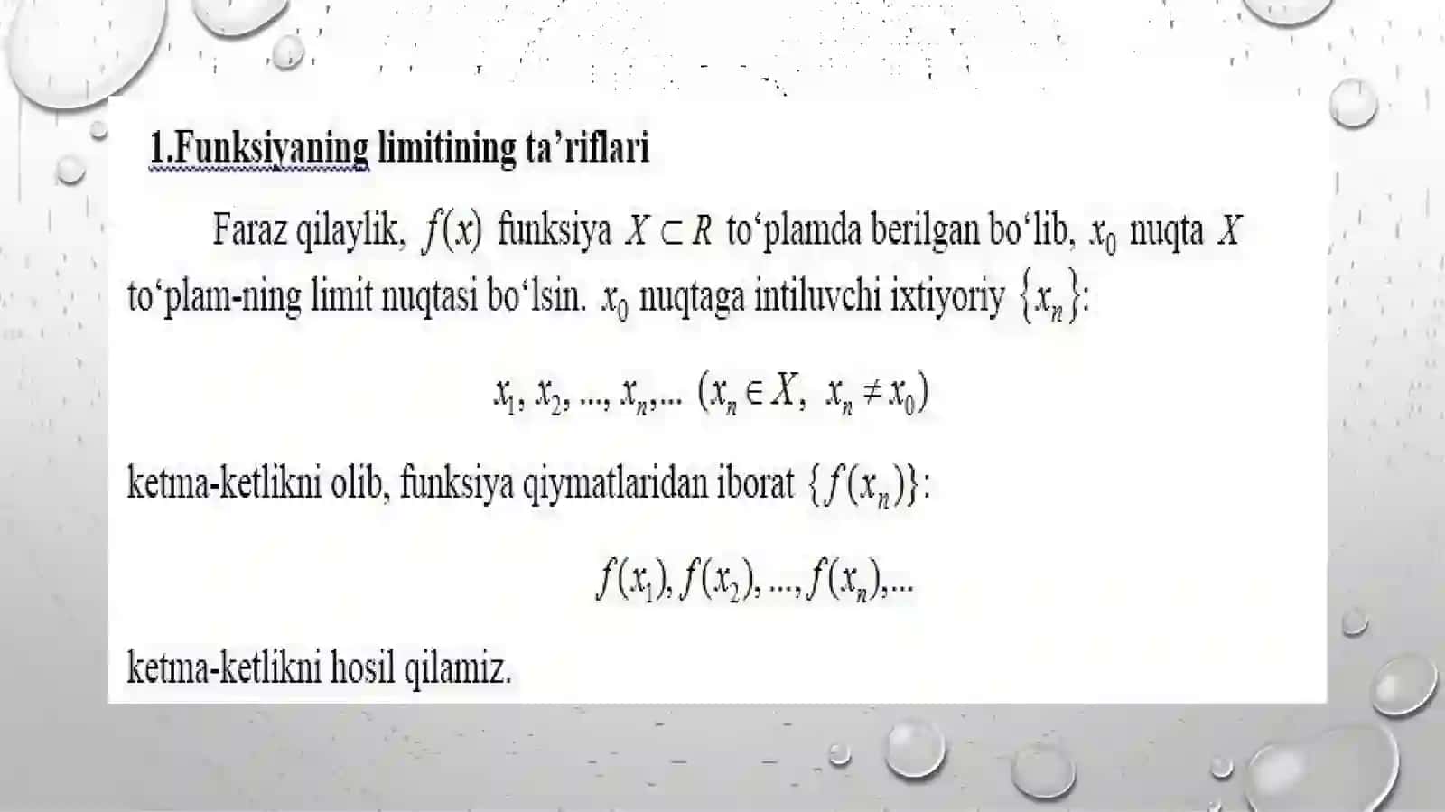 FUNKSIYANING LIMITI VA UNING XOSSALARI 3