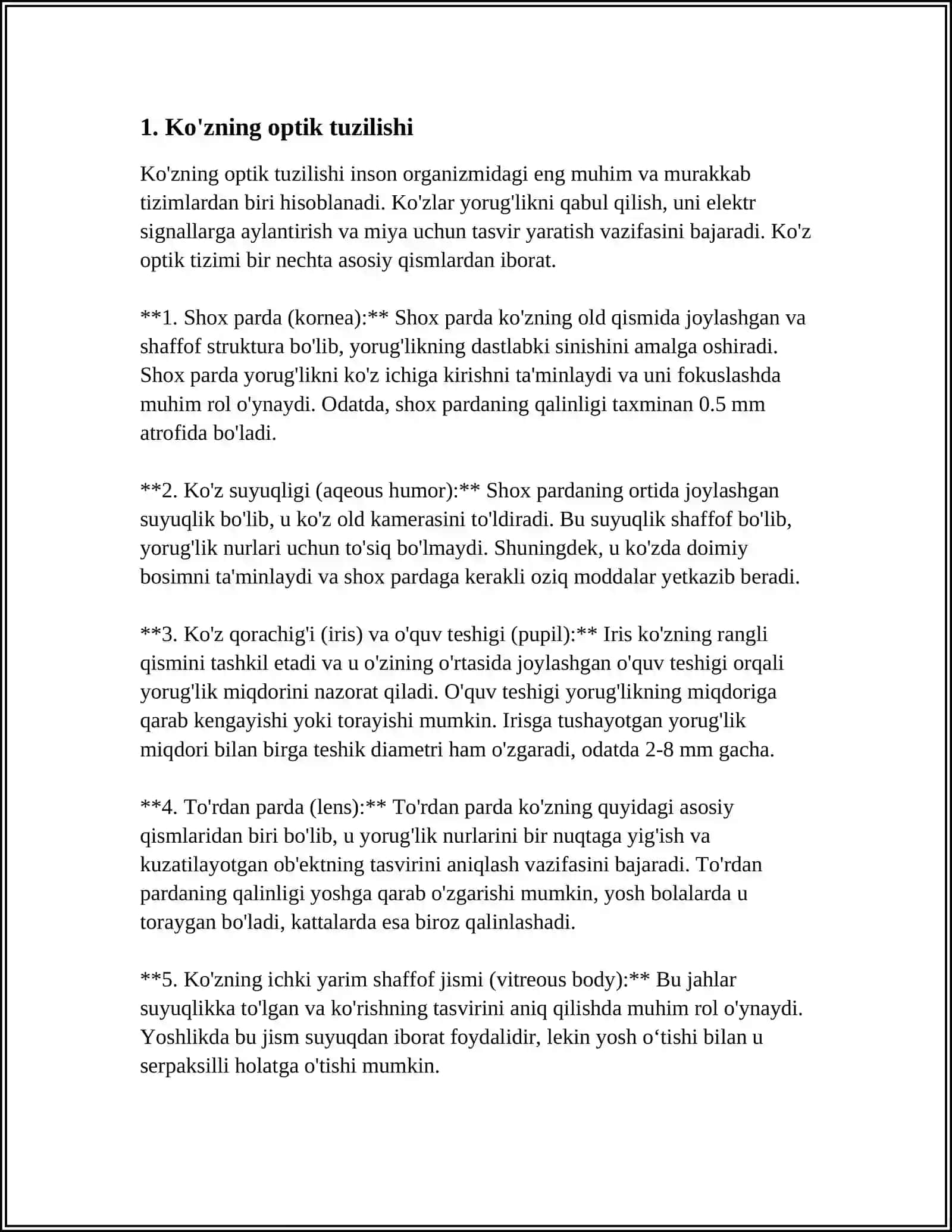 KOʻZNING OPTIK SISTEMASI YORUGʻLIKNING XOSSALARI 3