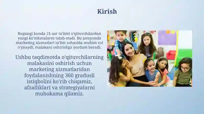 Marketing xizmatlarining o'qituvchilarni oshirish 3