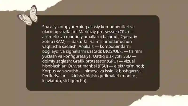 Shaxsiy kompyuterning tuzilishi va arxitekturasi 3