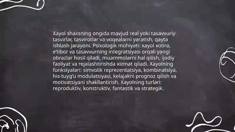 Xayol jarayonlari va xayol turlari 3