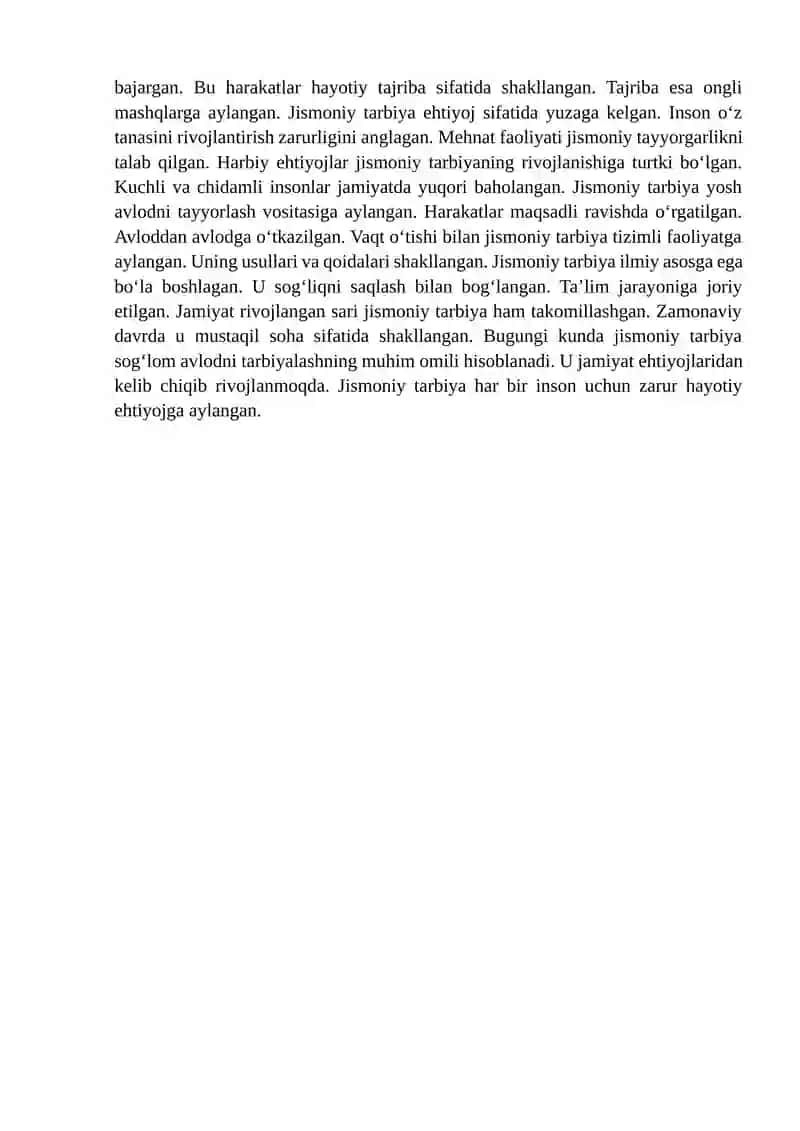 Jismoniy tarbiyaning vujudga kelish tarixi 3