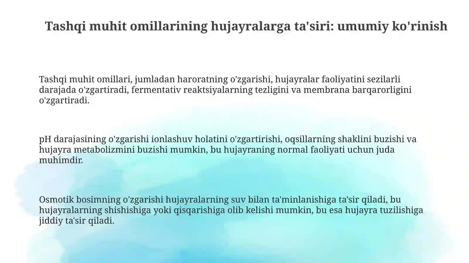 Hujayralarga Tashqi Muhit Omillari Ta'siri 3