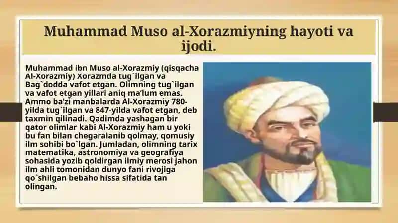 Abu Abdulloh Muhammad ibn Muso al- Xorazmiyning didaktik gʻoyalari 3