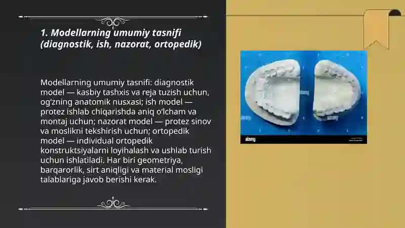 Modellar, ortopedik stomatologiyada qo‘llaniladigan modellar tasnifi 3