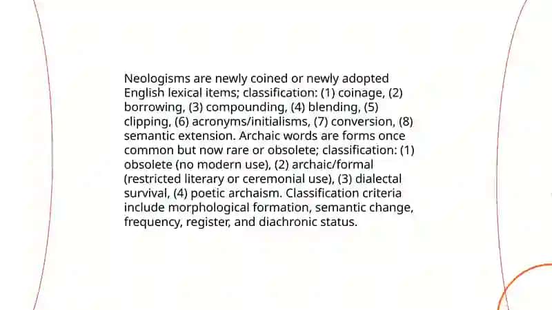 Neologisms and archaic words 3