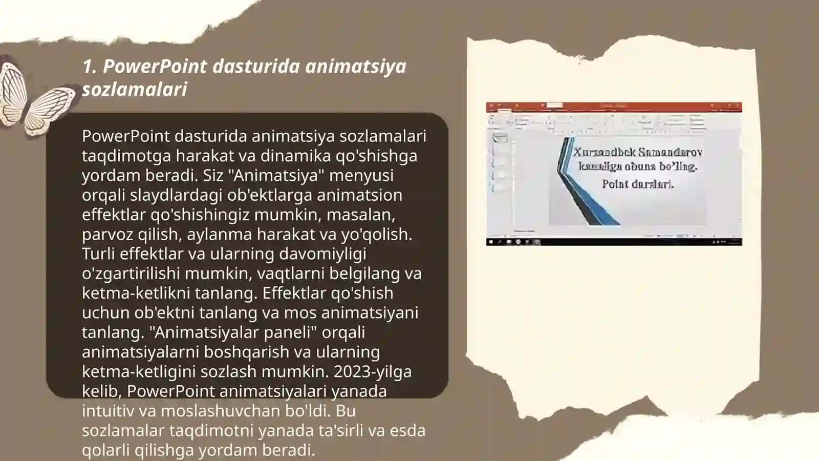 Power pointda animatsiya qilish 3