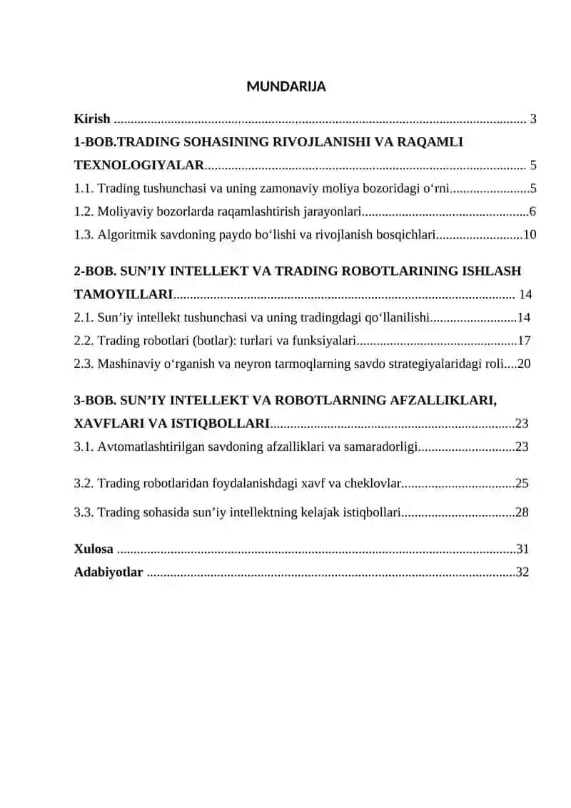 Trading sohasida sun’iy intellekt va robotlarning oʻrni va ahamiyati 3