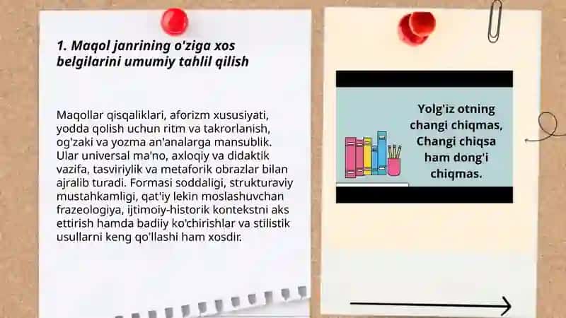 Maqol janrining òziga xos belgilari 3