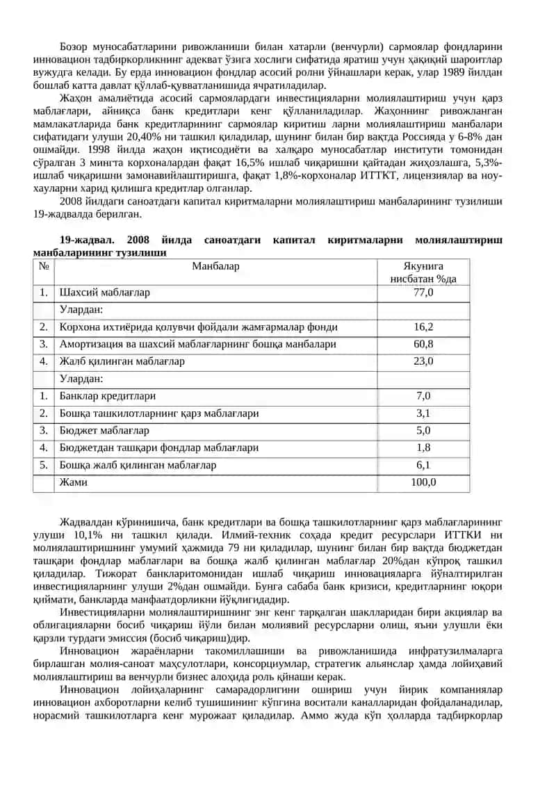 Инновацион фаолиятни молиялаштириш 3