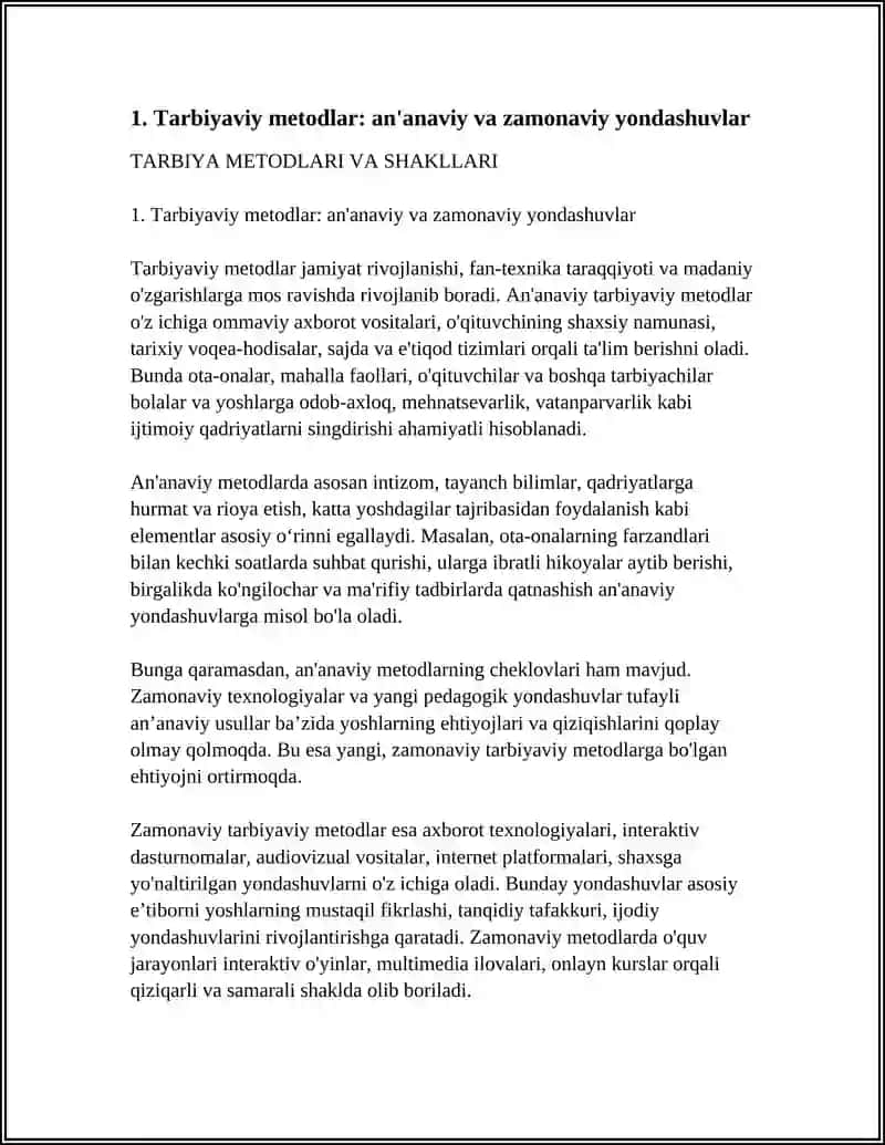 TARBIYA METODLARI VA SHAKLLARI 3