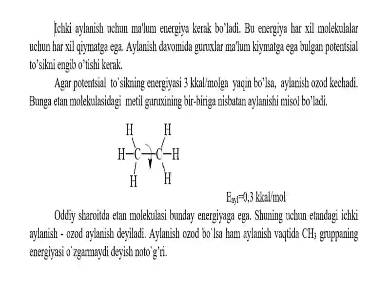 Ichki molekulyar aylanish va konformatsiyalar 3