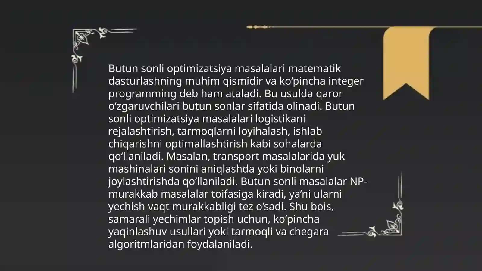 Butun sonli optimizatsiya masalalari 3