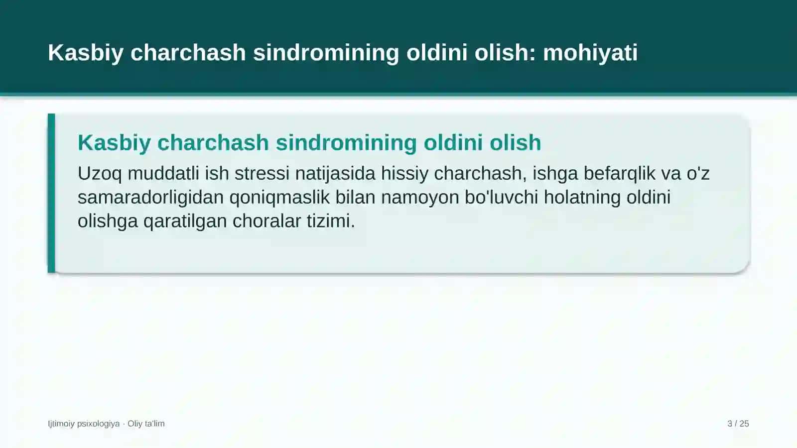 xorijiy universitetlar filiallarida kasbiy charchash sindromining oldini olish 8809 3