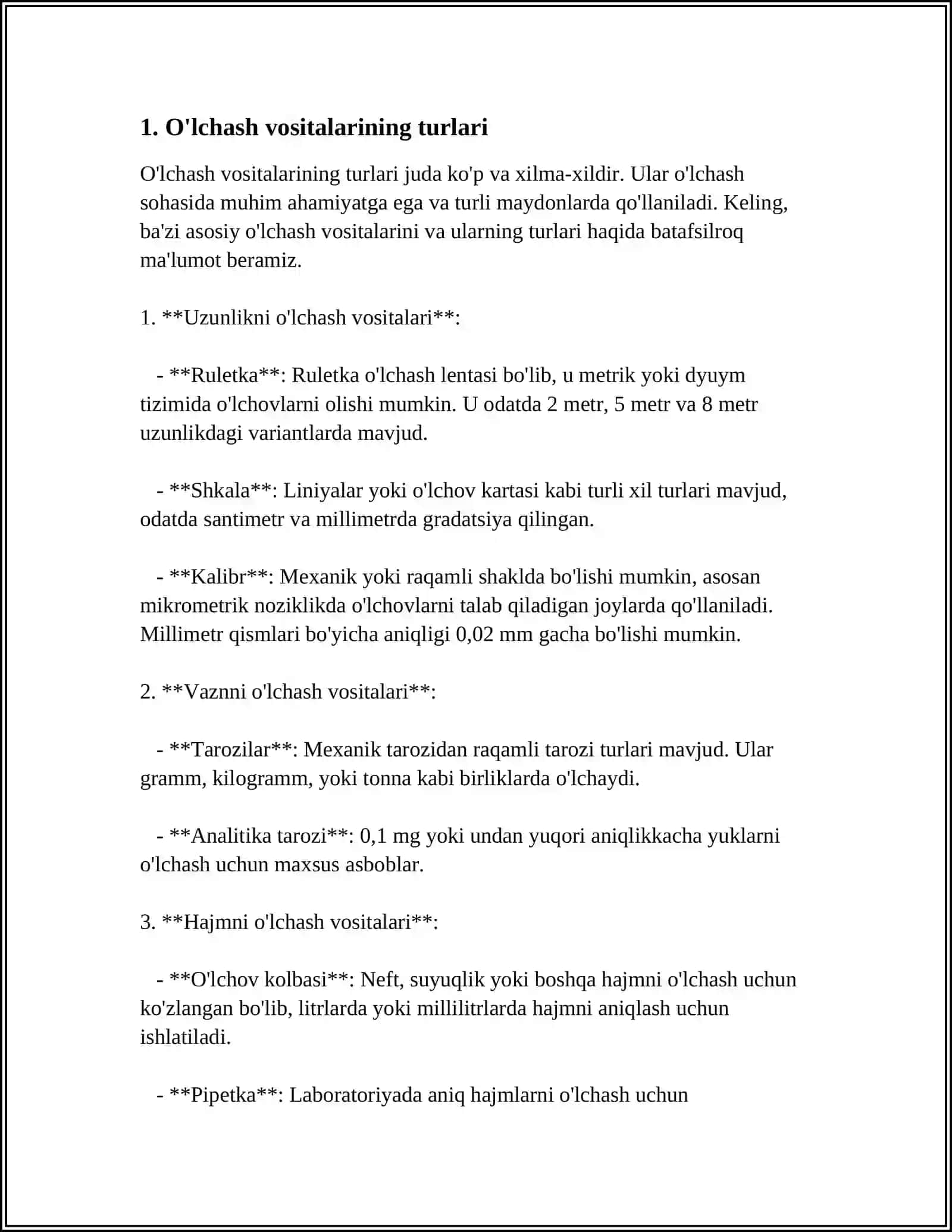 O’LCHASH VOSITALARI VA ULARNING QURILMALARI 3
