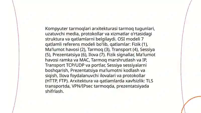 Kompyuter tarmoqlari va internet texnologiyalari. Axborot xavfsizligi 3