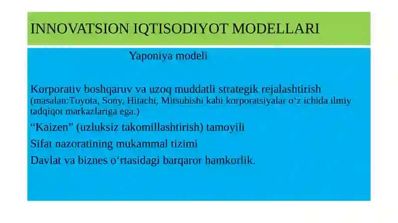 INNOVATSION IQTISODIYOT MODELLARI 3