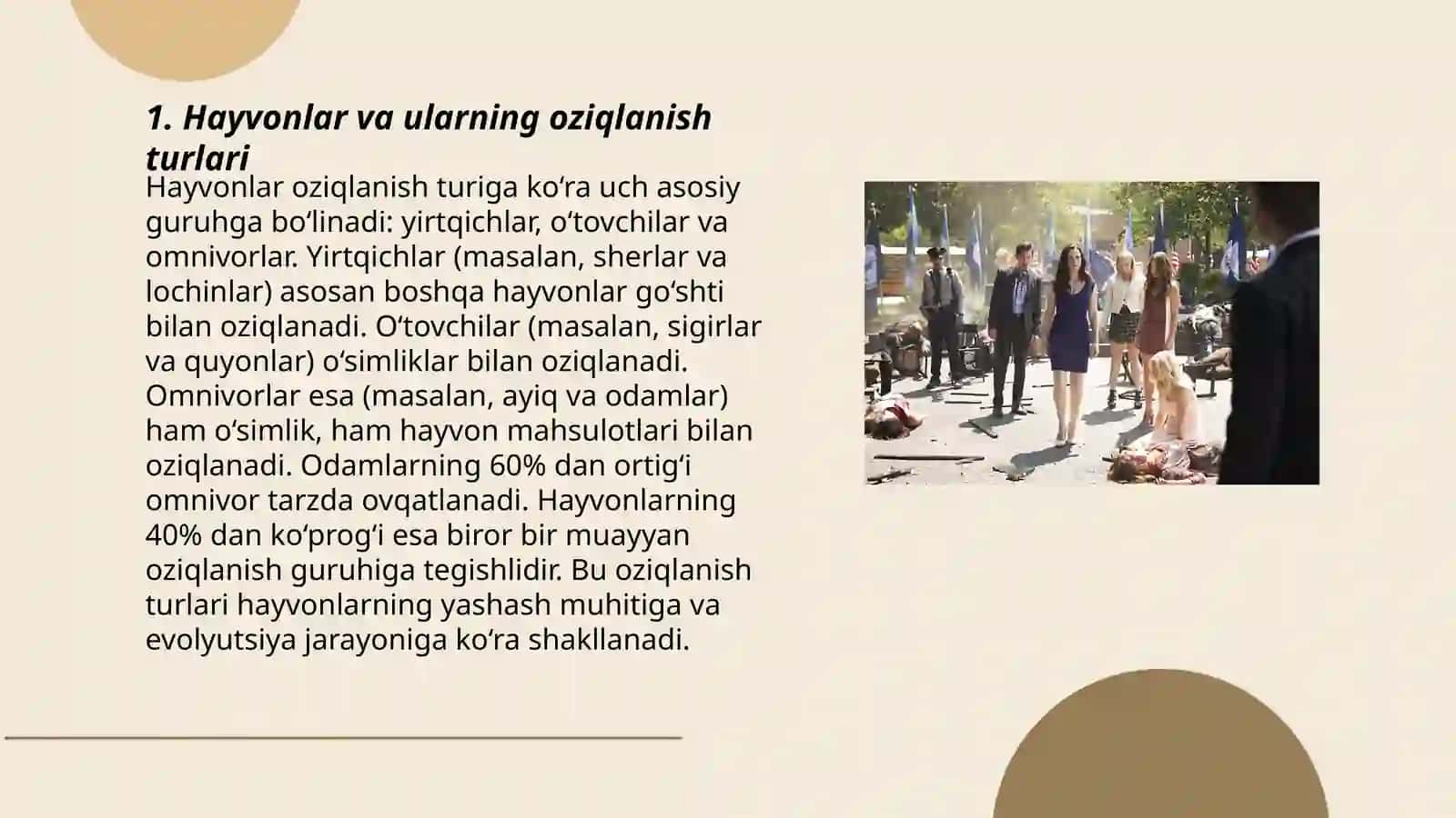 Hayvonlar va ularning oziqlanish turlari 3