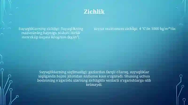 Suyuqliklarning Hajmiy Xossalari 3
